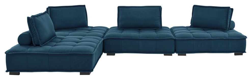 Modular Deep Tufted Sectional Sofa Set, Azure Navy Blue, Modern, Lounge