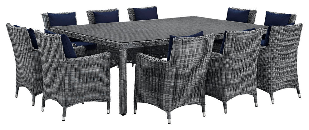 Canvas Navy Summon 11 Piece Outdoor Patio Sunbrella Dining Set