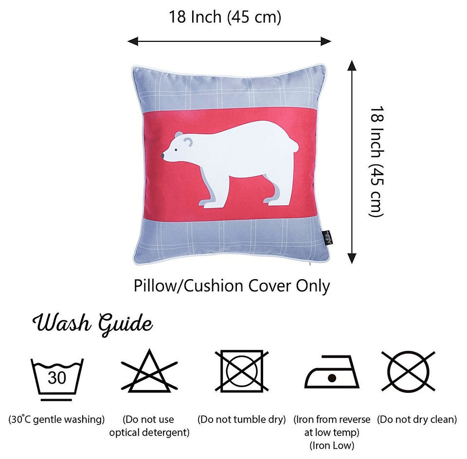 18"X18" Christmas Bear Printed Decorative Throw Pillow Cover