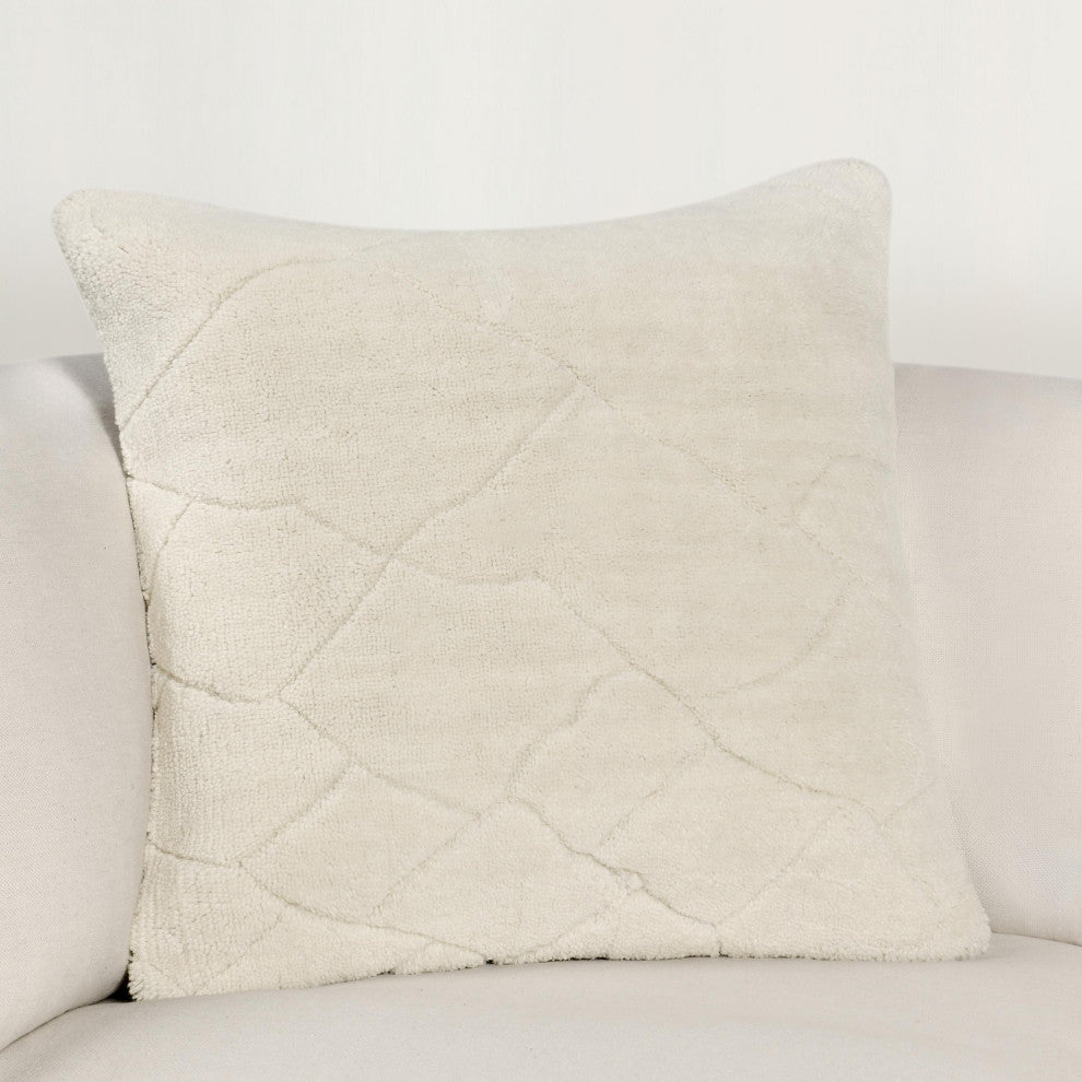 Mercer Wool Blend Ivory Throw Pillow, 22x22