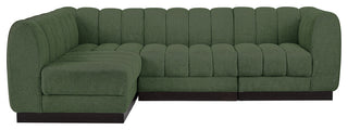 Quinn Chenille Upholstered 4-Piece L-Shaped Modular Sectional, Green