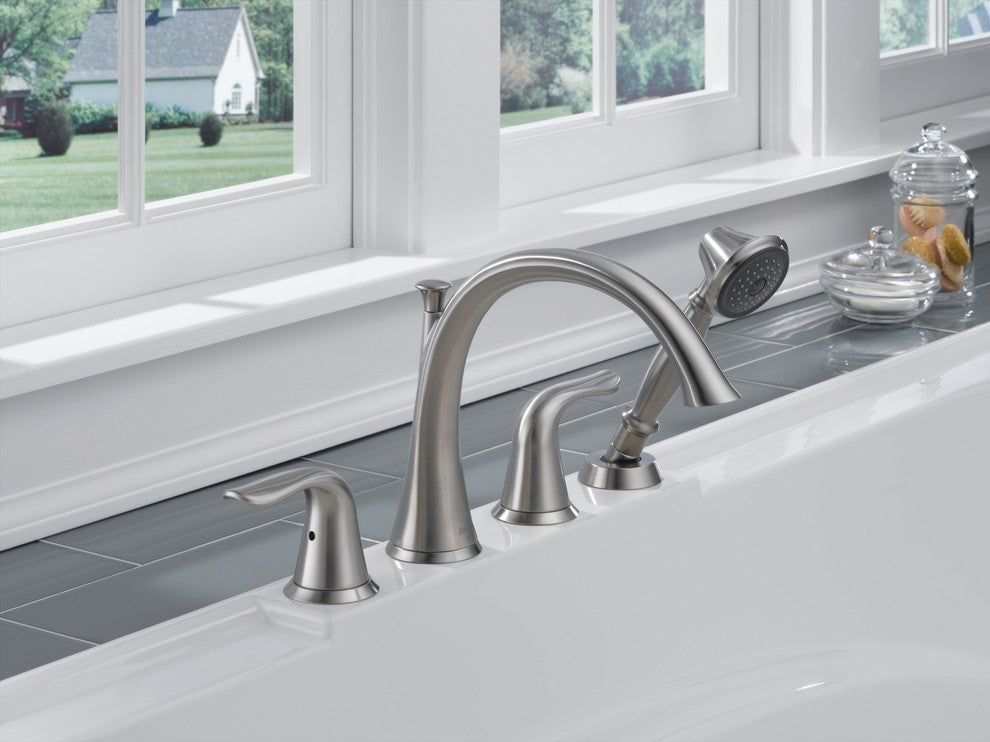 Delta T4738 Lahara Deck Mounted Roman Tub Filler Trim - Brilliance Stainless