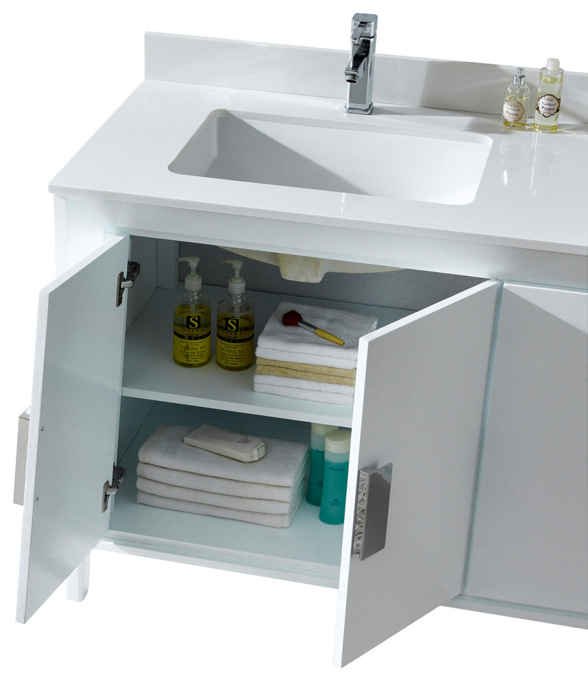 Fine Fixtures Imperial II 60" Double Sink Vanity, White, With Mirror