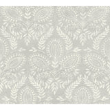 Gray Laurel Damask Wallpaper
