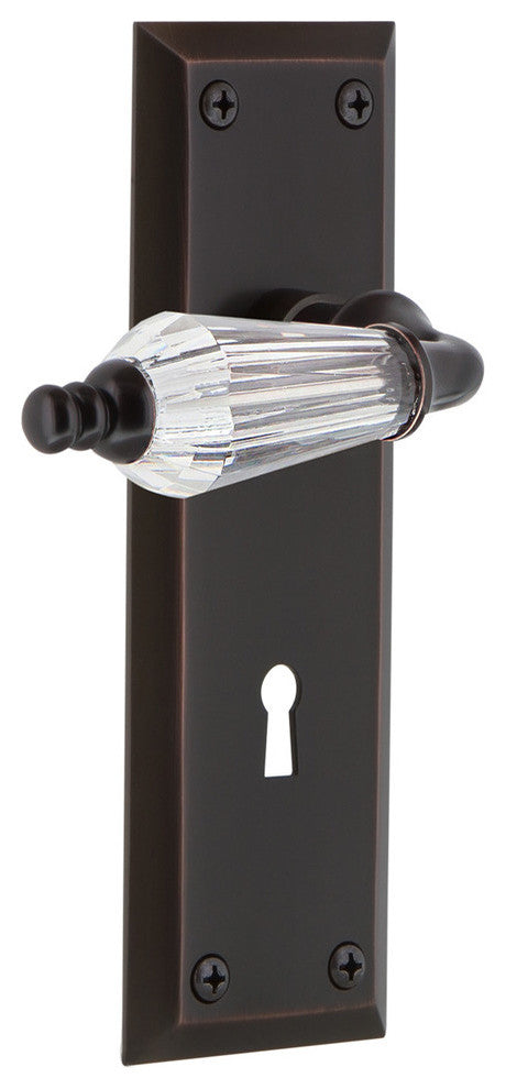 New York Plate Interior Mortise Parlor Lever, Timeless Bronze