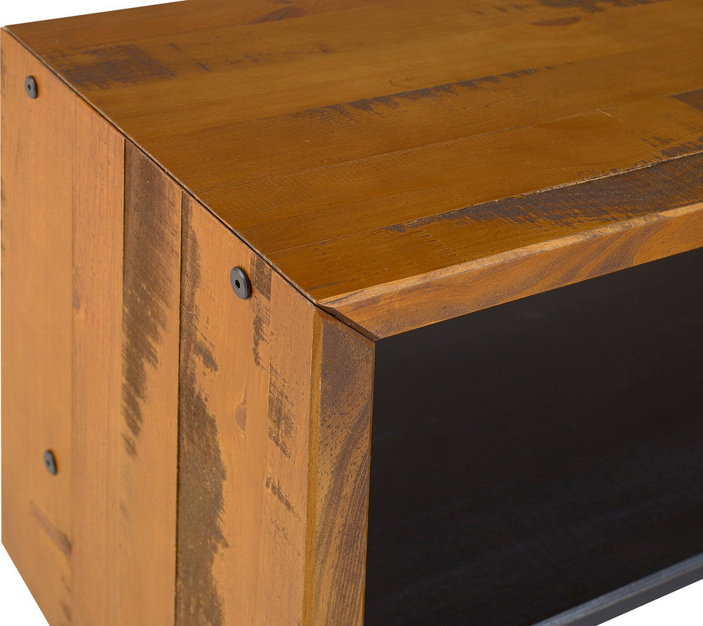 Alpine 42" Rustic Two-Tone Solid Wood Entry Bench - Amber