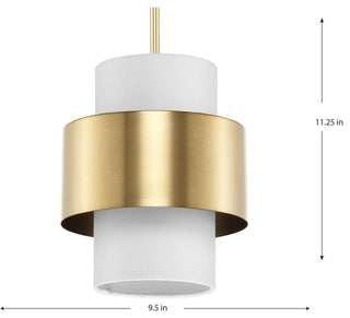 Silva Collection One-Light Brushed Bronze White Linen Shade Pendant