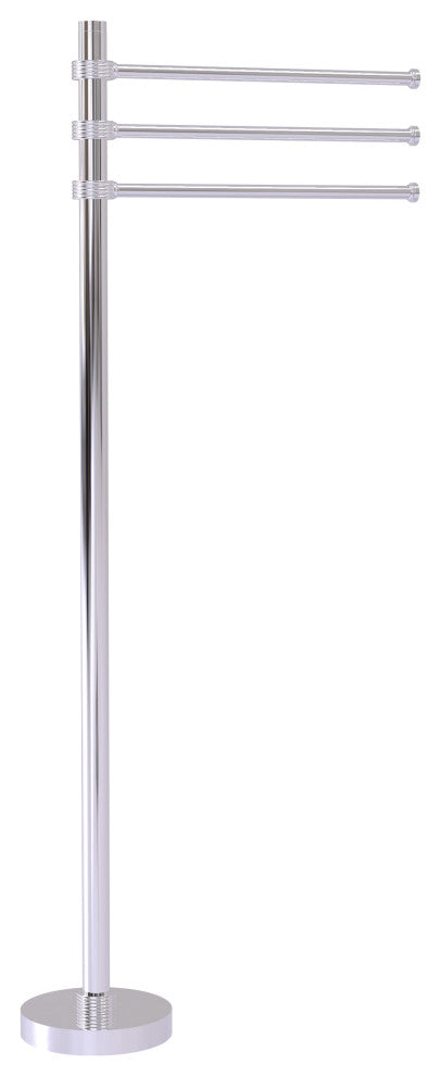 Towel Stand with 3 Pivoting 12" Arms, Polished Chrome