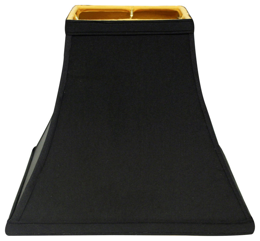 14" Black With Gold Lining Square Bell Shantung Lampshade