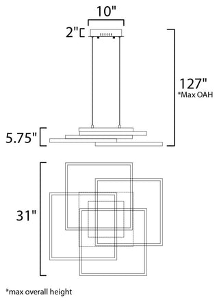 ET2 E21516 Traverse 4 Light 31"W LED Chandelier - Champagne