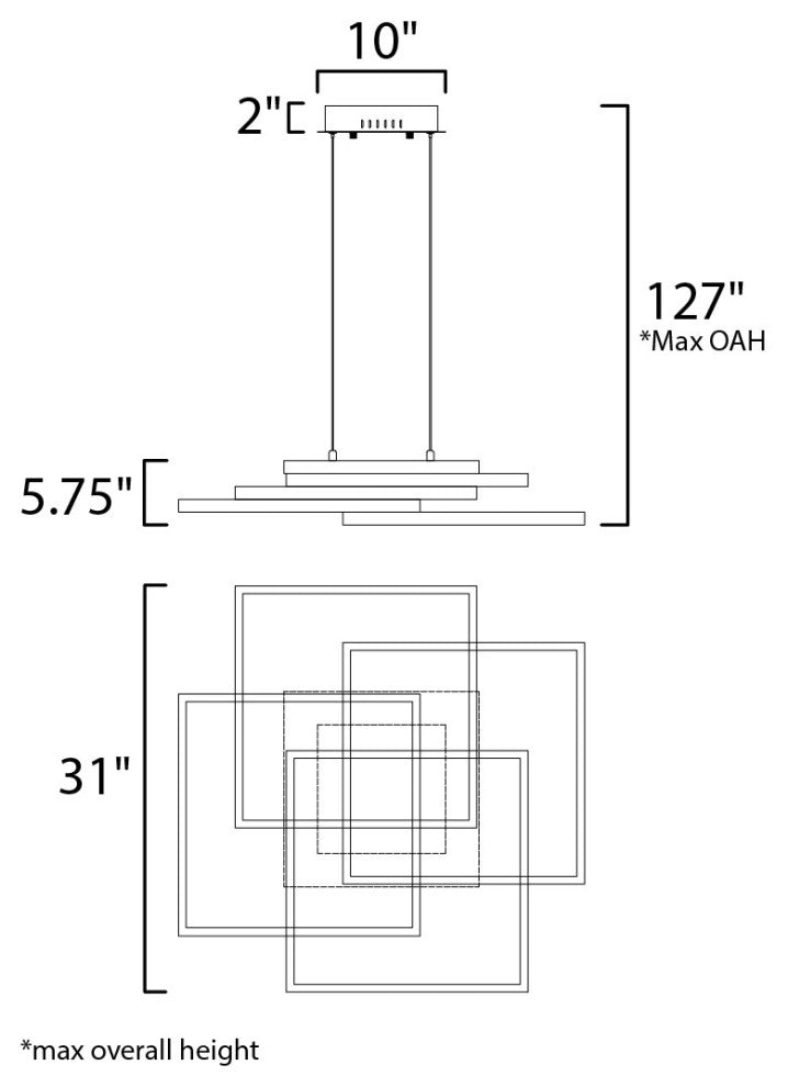 ET2 E21516 Traverse 4 Light 31"W LED Chandelier - Champagne