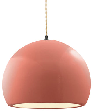Radiance Large Globe Pendant, Gloss Blush Frame, Matte Black, LED, Cord