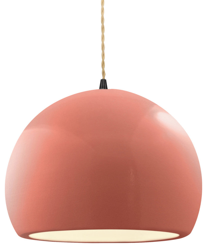 Radiance Large Globe Pendant, Gloss Blush Frame, Matte Black, LED, Cord