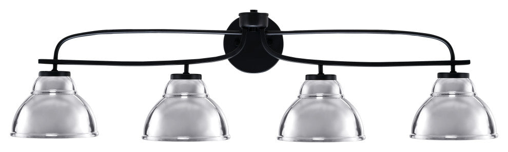 Cavella 4 Light Bath Bar, Matte Black Finish, 7" Chrome Metal Shades