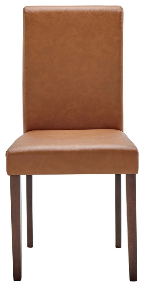 Dining Chair, Set of 2, Tan, Faux Vinyl Leather, Modern, Bistro Hospitality