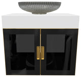 Modern Wall-Mount Vanity With Top & 20" Sink, Black, 36"