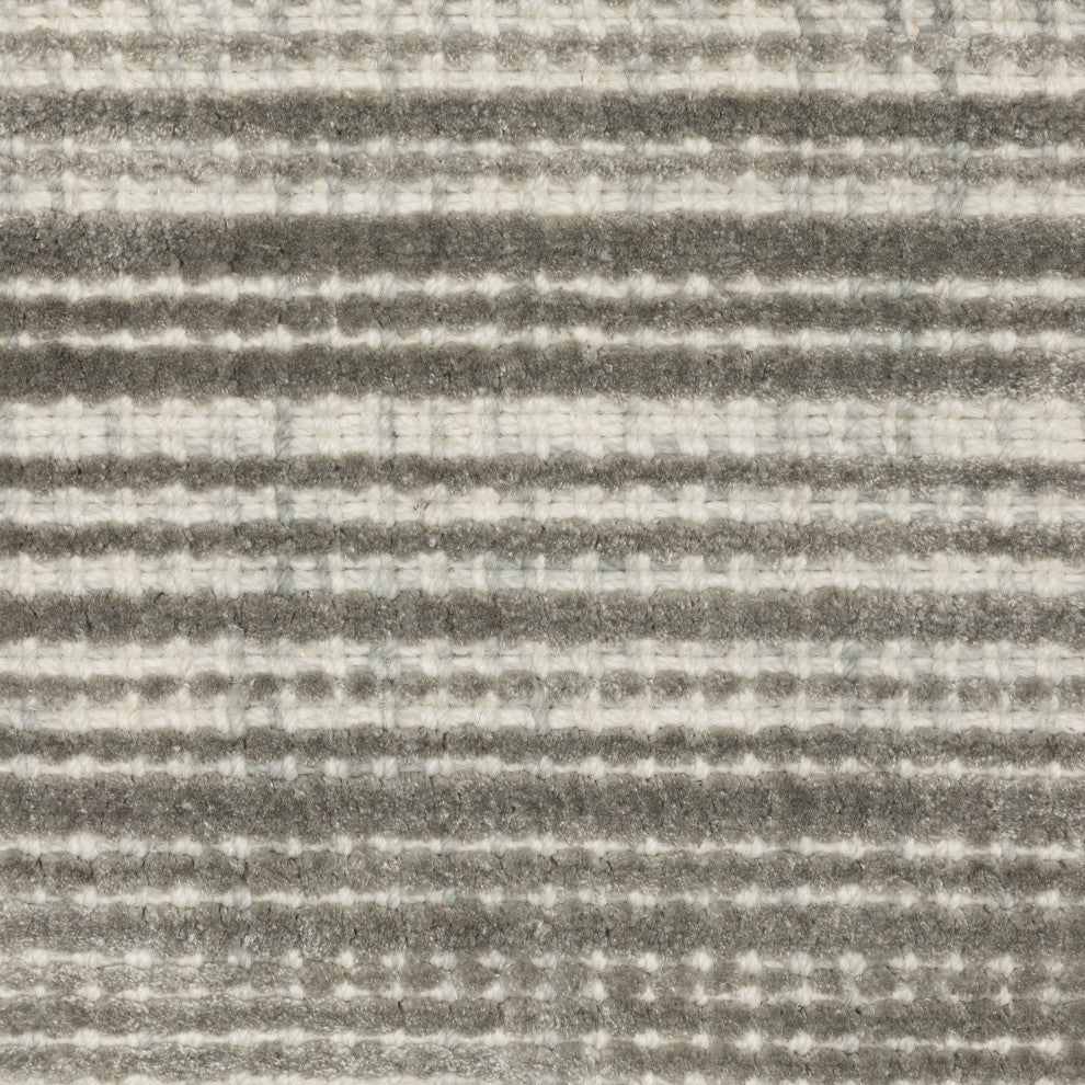 Cayden Textural Stripe Wool Blend Grey/ Ivory Hand-tufted Rug 8' x 10'