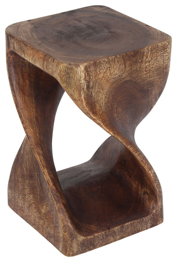 HaussmannÂ® Original Wood Twist Stool 10 X 10 X 16 In High Mocha Oil