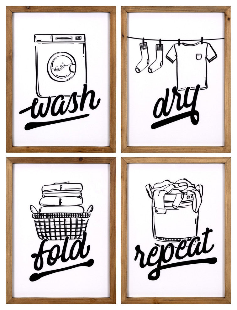 Set of Four Laundry Themed Wall Art