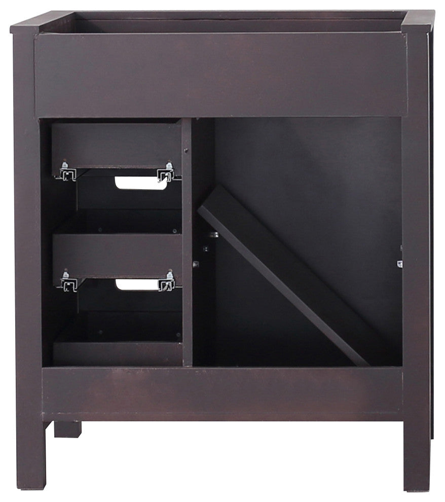 Marsyas 30" Brown Single Vanity Cabinet Quartz Top Square Sink, 28" Wall Mirror