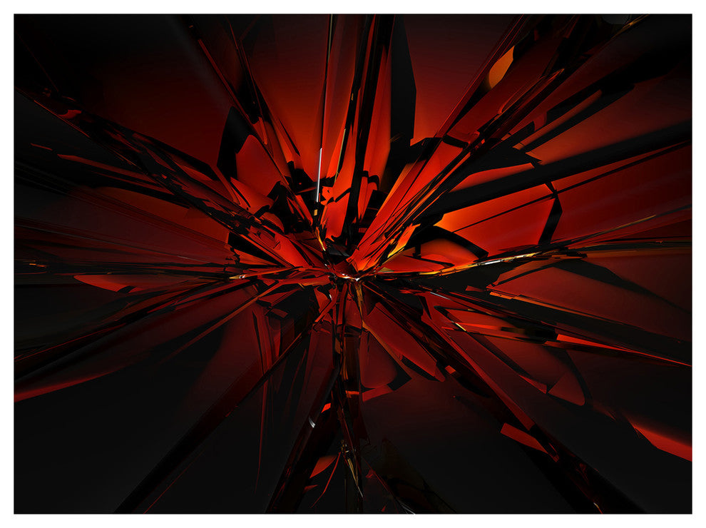 Beautiful Red 3D Crystal Design, Abstract Canvas Art Print, 40"x30"