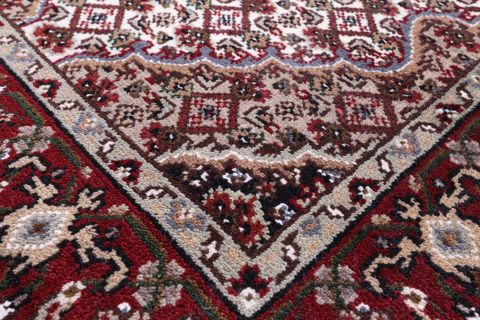 2' 7" X 10' 3" Runner Wool & Silk Persian Tabriz Hand Knotted Rug - Q13026