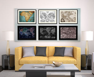 Christian Celestial Hemisphere Vivid Sepia Map On Canvas With Frame, 28" X 37"