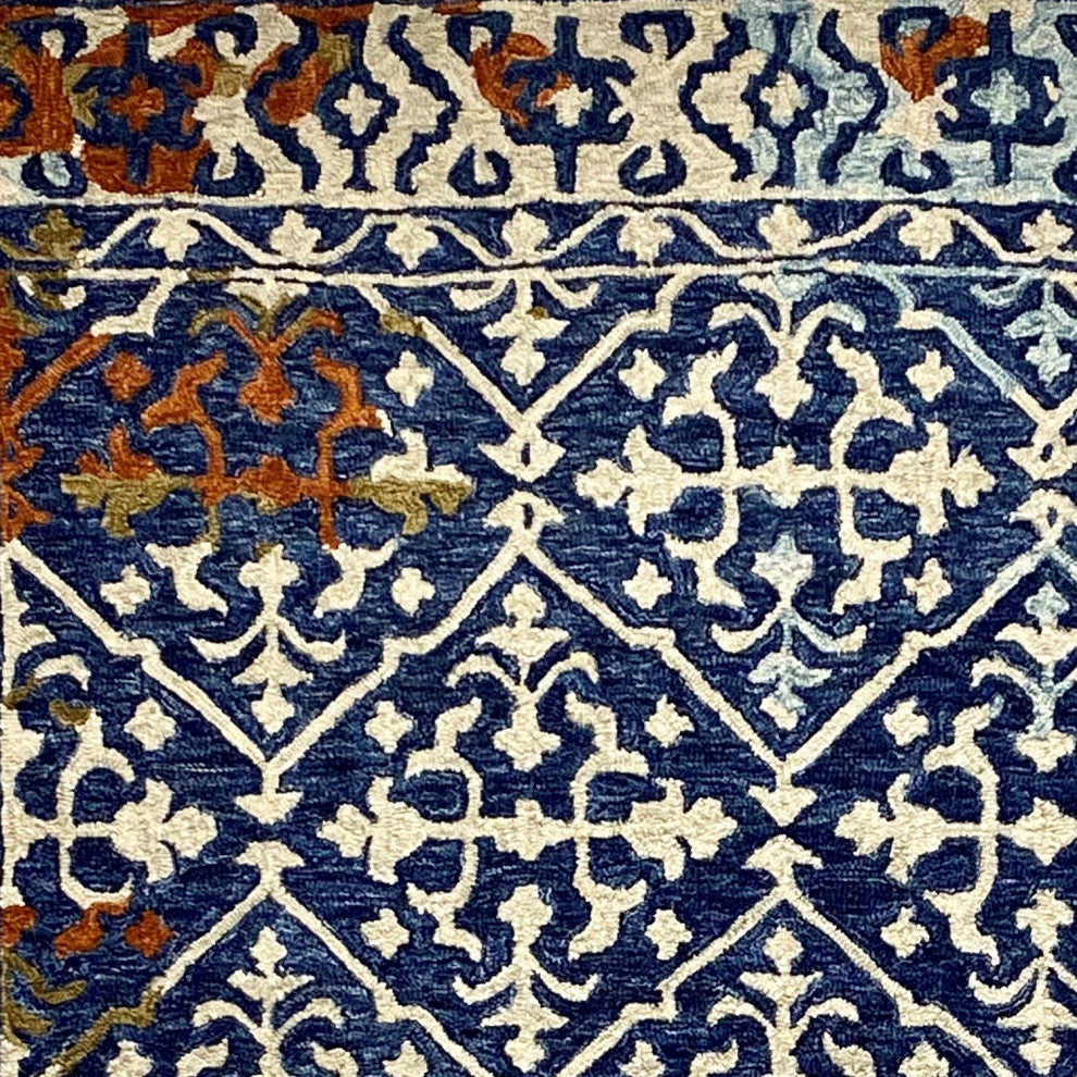 7" x 9" Blue Decorative Lattice Area Rug