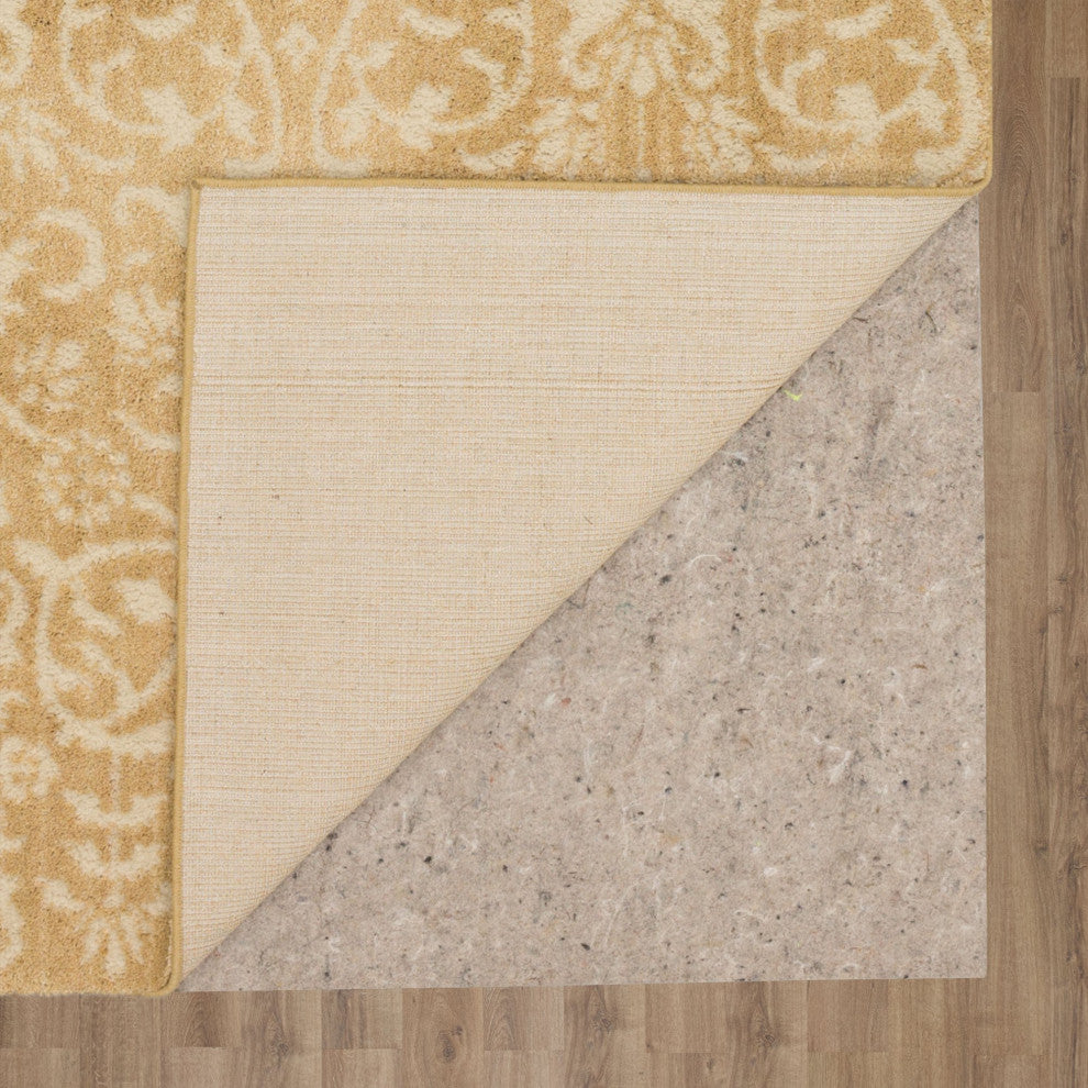 Contemporary Area Rug, Golden Polyester With Beautiful Floral Pattern, 8' X 10'