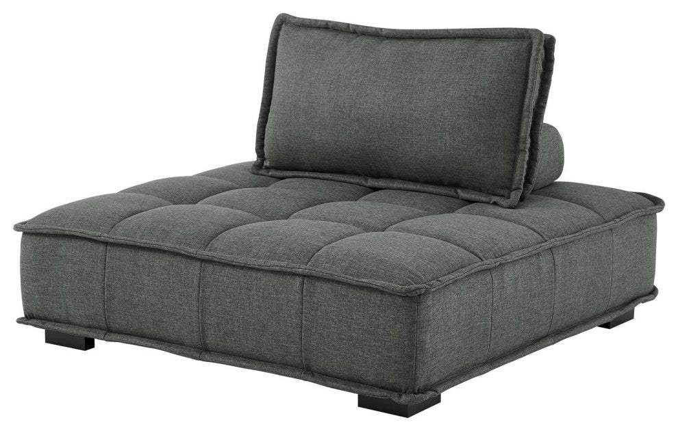 Modular Deep Tufted Sectional Sofa Set, Gray, Fabric, Modern, Hospitality