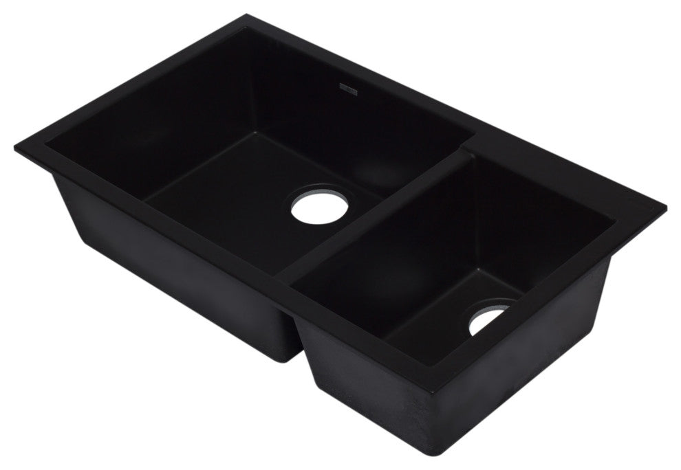 ALFI brand AB3319UM-BLA Black 34" Undermount Granite Composite Kitchen Sink