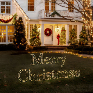 Christmas Giant Outdoor LED Lights, 2-Piece Merry Christmas Sign, Warm White