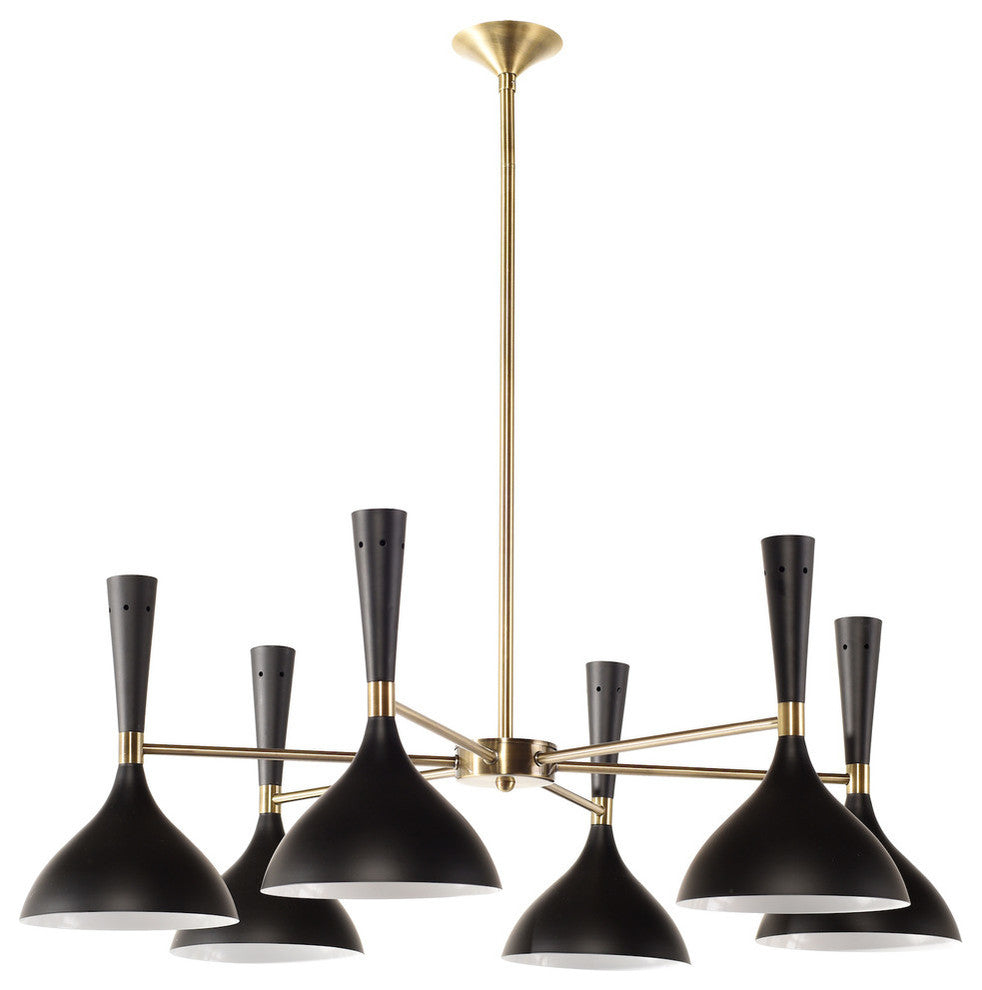 Nella Pendant Light in Black and Brushed Gold