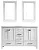 Gela 60" Double Vanity in White with Carrara White Marble Countertop With Mirror