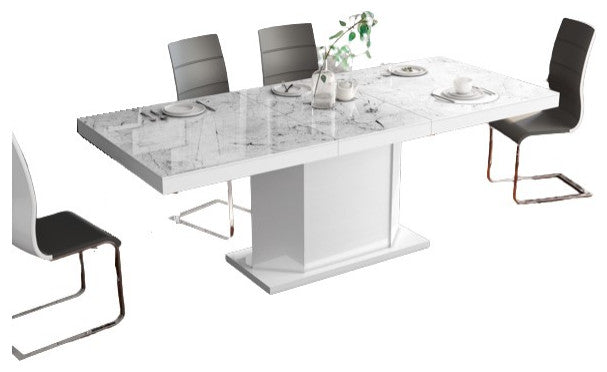 DIEGO Dining Set, Venatino/White/Black/White