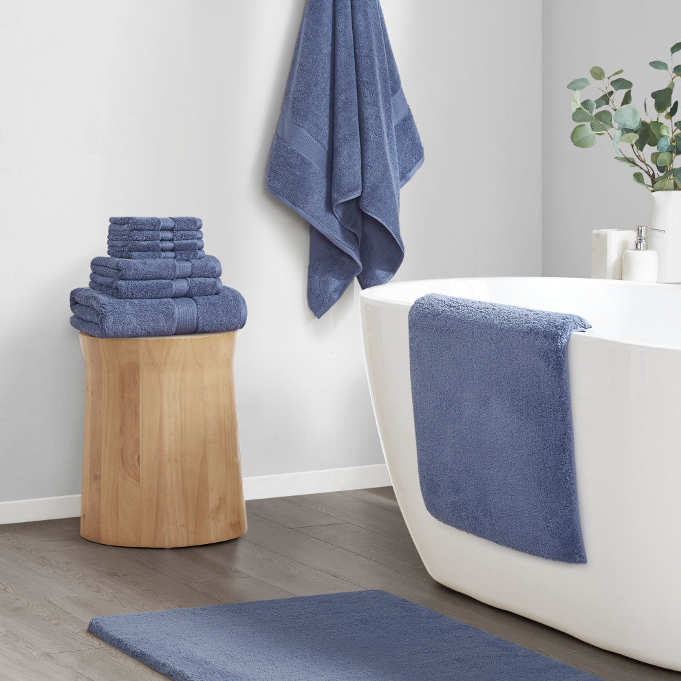Madison Park Signature Quick-Dry Bathroom Rugs, Blue, 24x40"