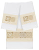 100% Turkish Cotton Vivian 3-Piece Embellished Towel Set, White