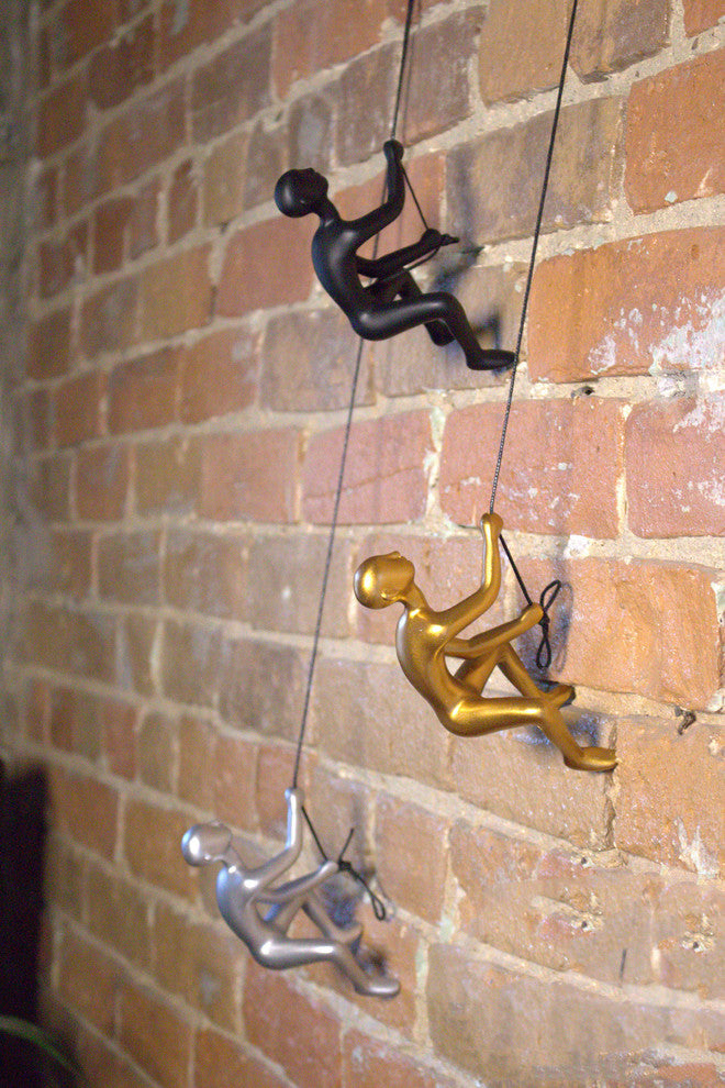 Climbing Man Wall Art, Silver