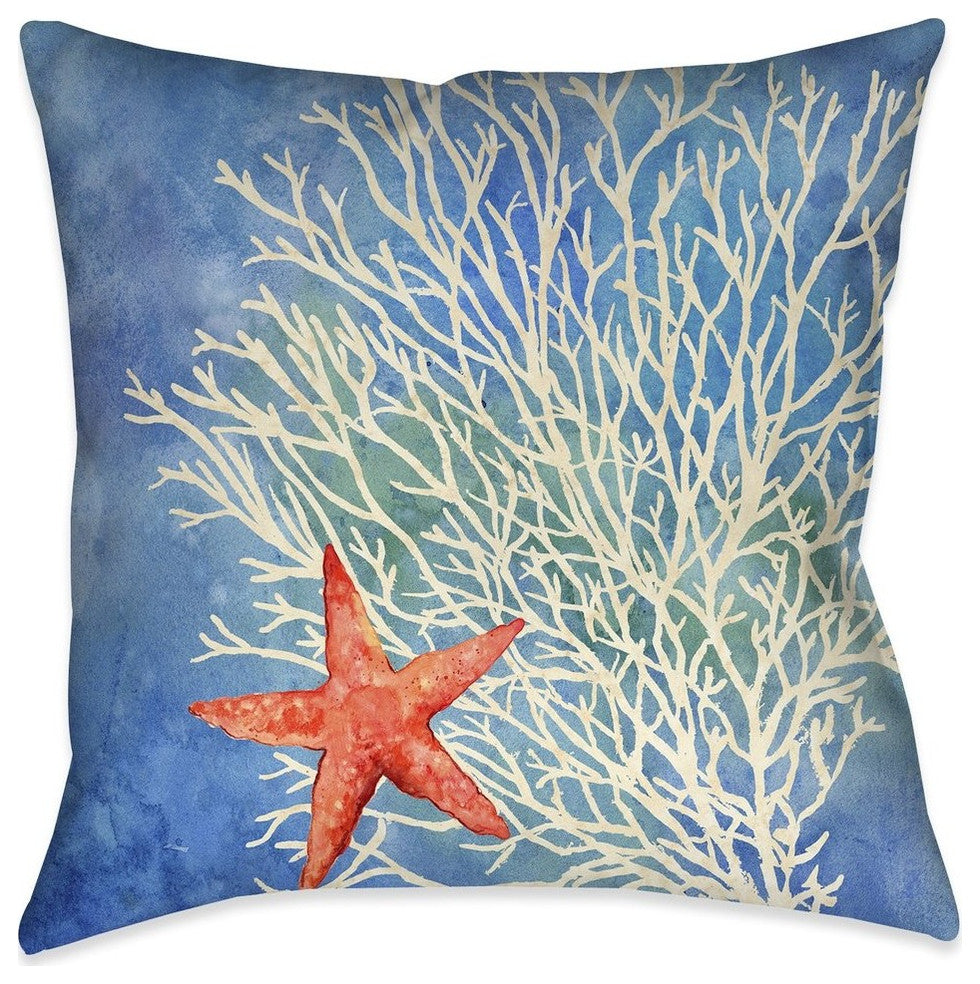 Laural Home Coral Starfish Splash 18" X 18" Indoor Decorative Pillow