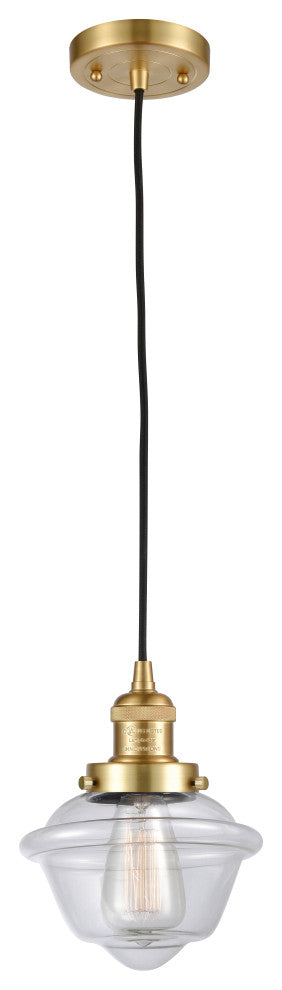 Small Oxford 1 Light Mini Pendant, Satin Gold, Clear