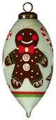 Festive Glitter Gingerbread Man Hand Painted Mouth Blown Glass Ornament