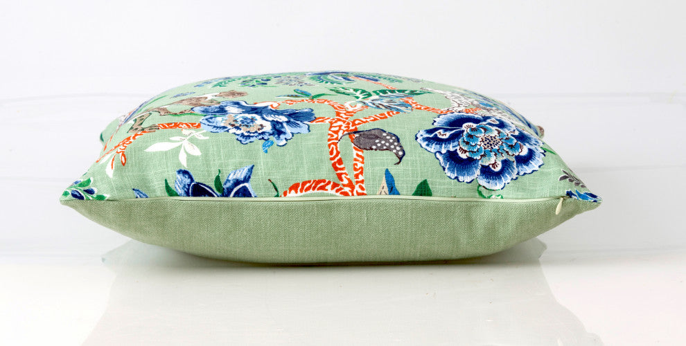 Green Chinoiserie Pillow Cover, Colonial Williamsburg Fabric, 18x18