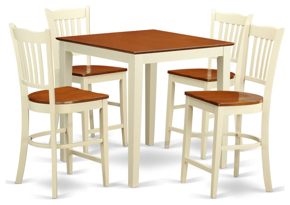 5 Pc Counter Height Table And Chair Set -Pub Table And 4 Counter Height Chairs