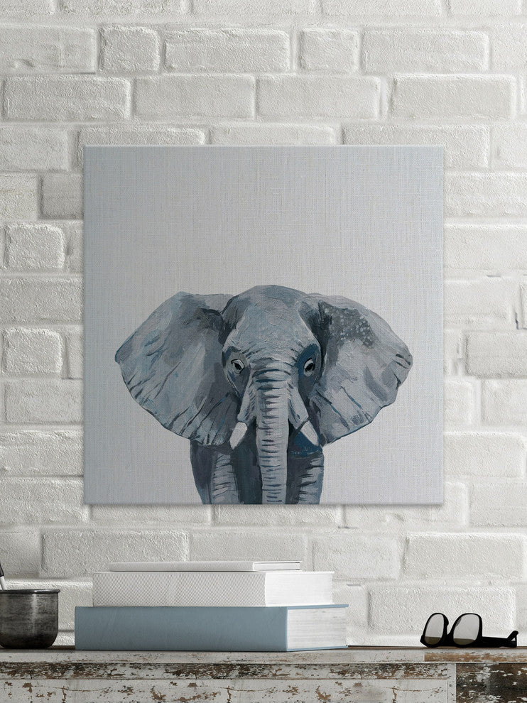 "Gray Elephant" Painting Print on Wrapped Canvas, 32"x32"