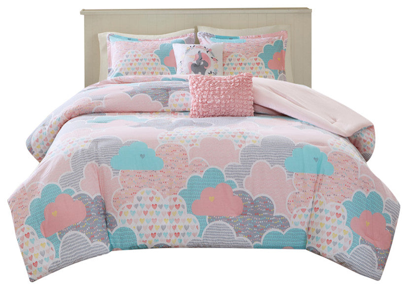 Kids Cotton Comforter/Duvet Cover/Coverlet Set, Pink, Full/Queen, Duvet Cover