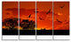 Landscape with Warm Sunset, Landscape Canvas Print, 48"x28", 4 Panels