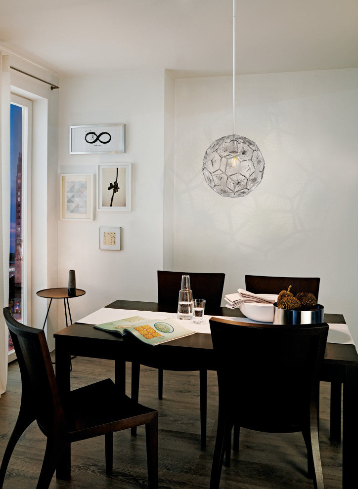 Skoura 1-Light Pendant, Chrome Finish, Geometric Shaped Chrome Shade
