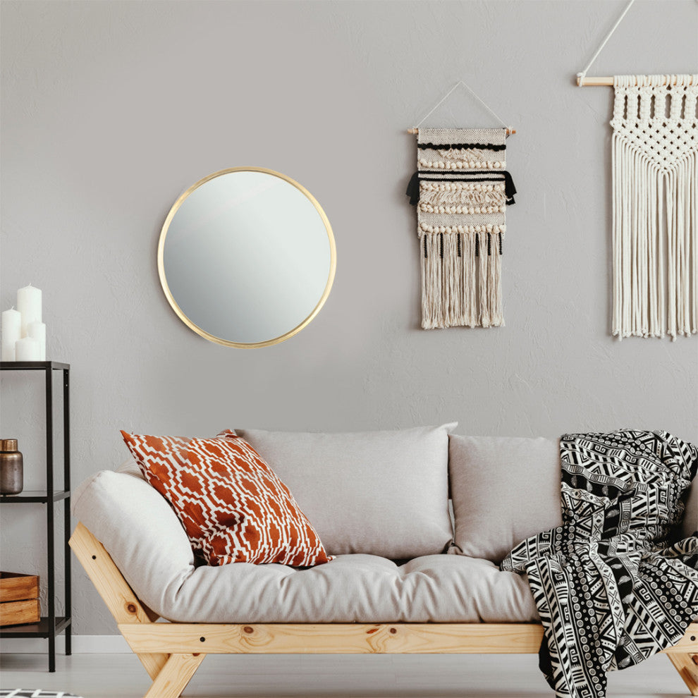 Round Gold Wall Mirror, 24"