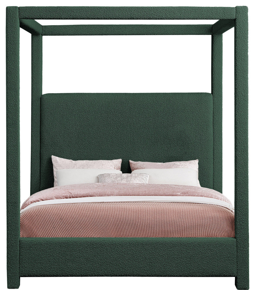Eden Boucle Fabric Upholstered Bed, Green, King