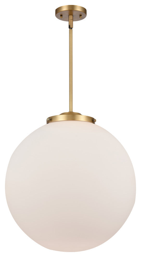 Beacon Pendant, Brushed Brass, Matte White